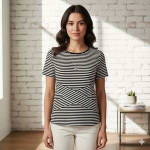 Women's Plus Size Dress Barn striped geometric short sleeve shirt